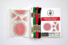 Last inn bildet i Galleri-visningsprogrammet, Broderisett, korssting: Mend The World - Mend For Palestine - Watermelon