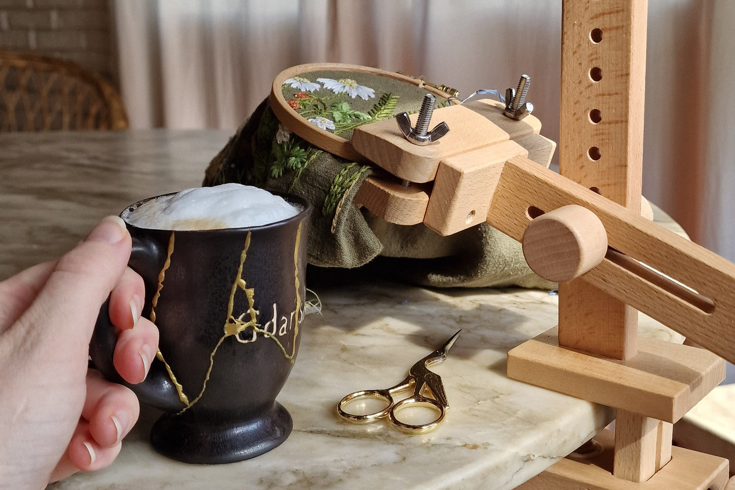 Broderirammeholder, Broderistativ, med klemme