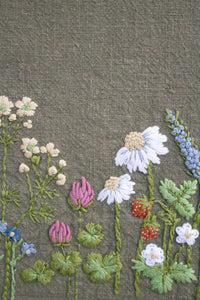 Materialpakke med opptak av webinar - Lær broderi med prosjektbag markblomst