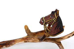 Strykemerke, hestehode, 5.5 x 6cm