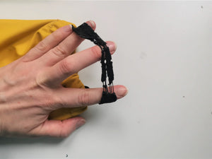 Knapphulstrikk, Strikk, strikkbånd med knapphull, 1 m
