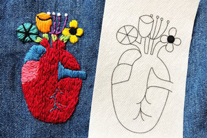 Embroidery Transfers - TATTOO,  Vannløselige, selvklebende broderimaler, Wren Bird Arts