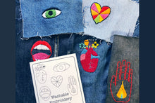 Last inn bildet i Galleri-visningsprogrammet, Embroidery Transfers - TATTOO,  Vannløselige, selvklebende broderimaler, Wren Bird Arts

